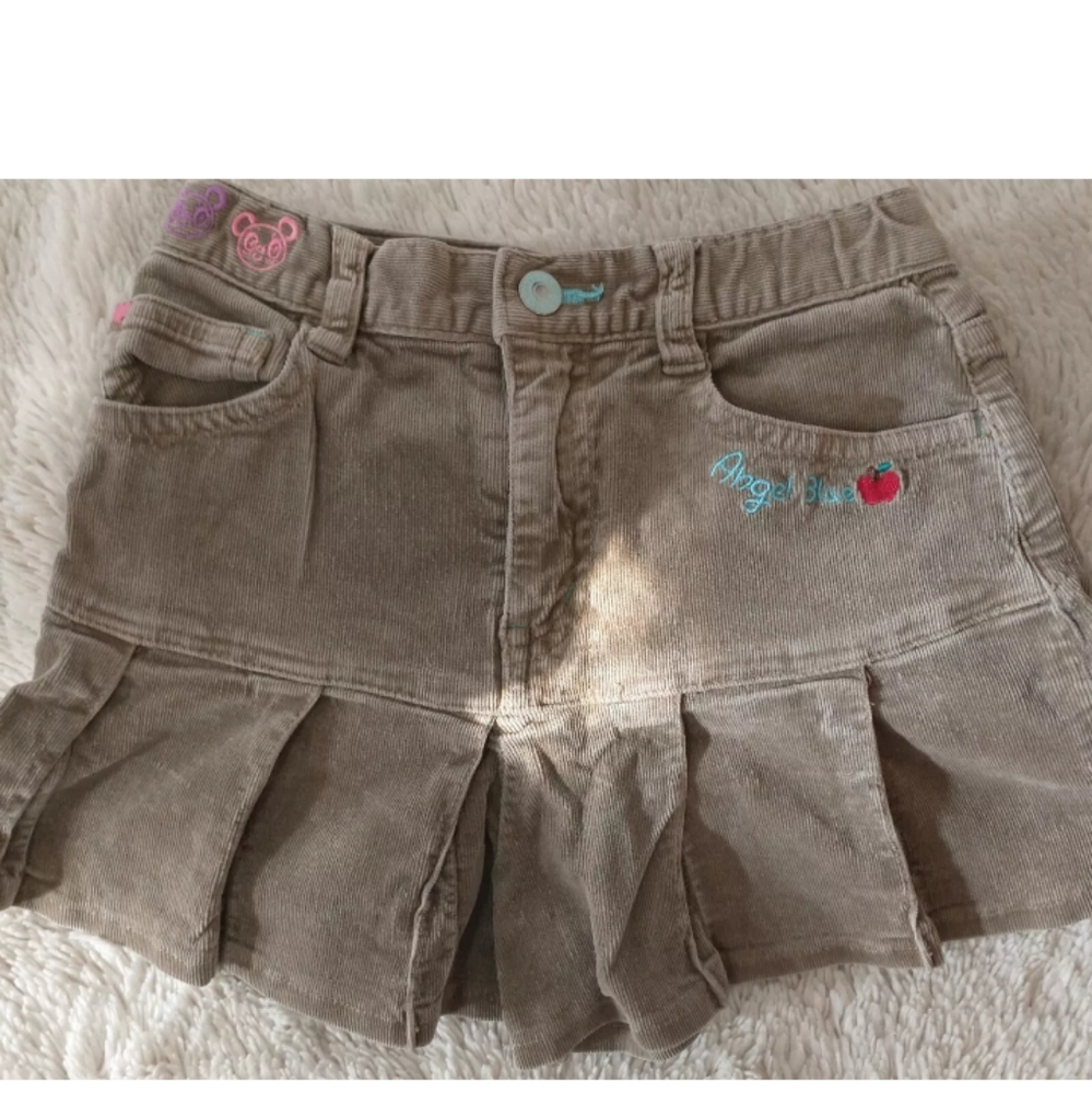 Angel Blue Embroidered Corduroy Shorts, Size 120cm Apple Tree Bear